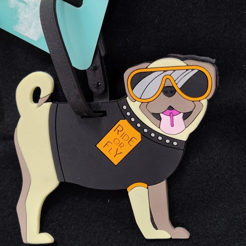 DOG LUGGAGE TAGS NEW -Ride Fly Easy to SPOT Cute PUG Dog Tag By G Force